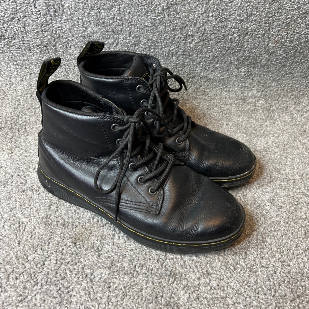 Dr. Martens Leyton Boots womens 9 Black Leather Slip Resistant Work Combat Boots
